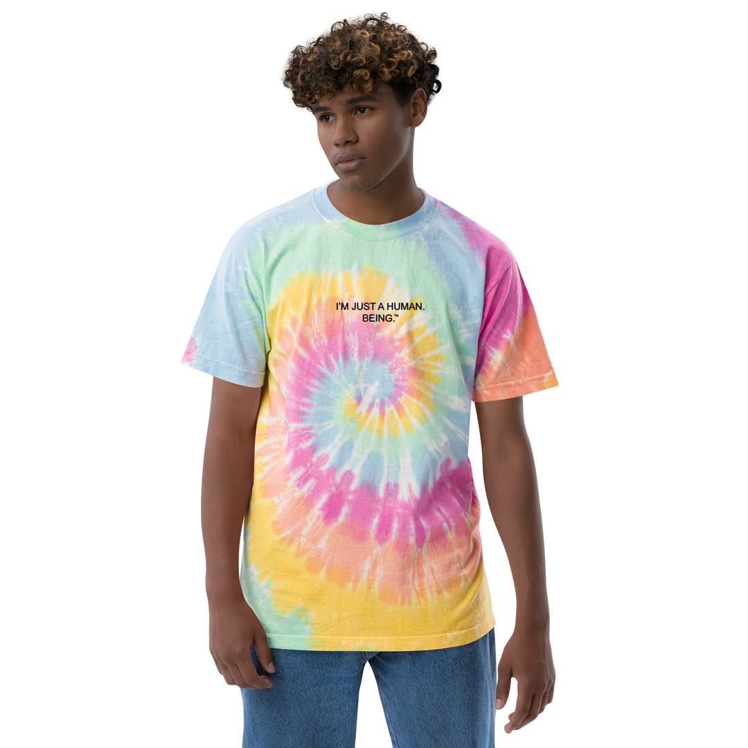 Rainbow Embroidered Oversized Tie-die T-Shirt
